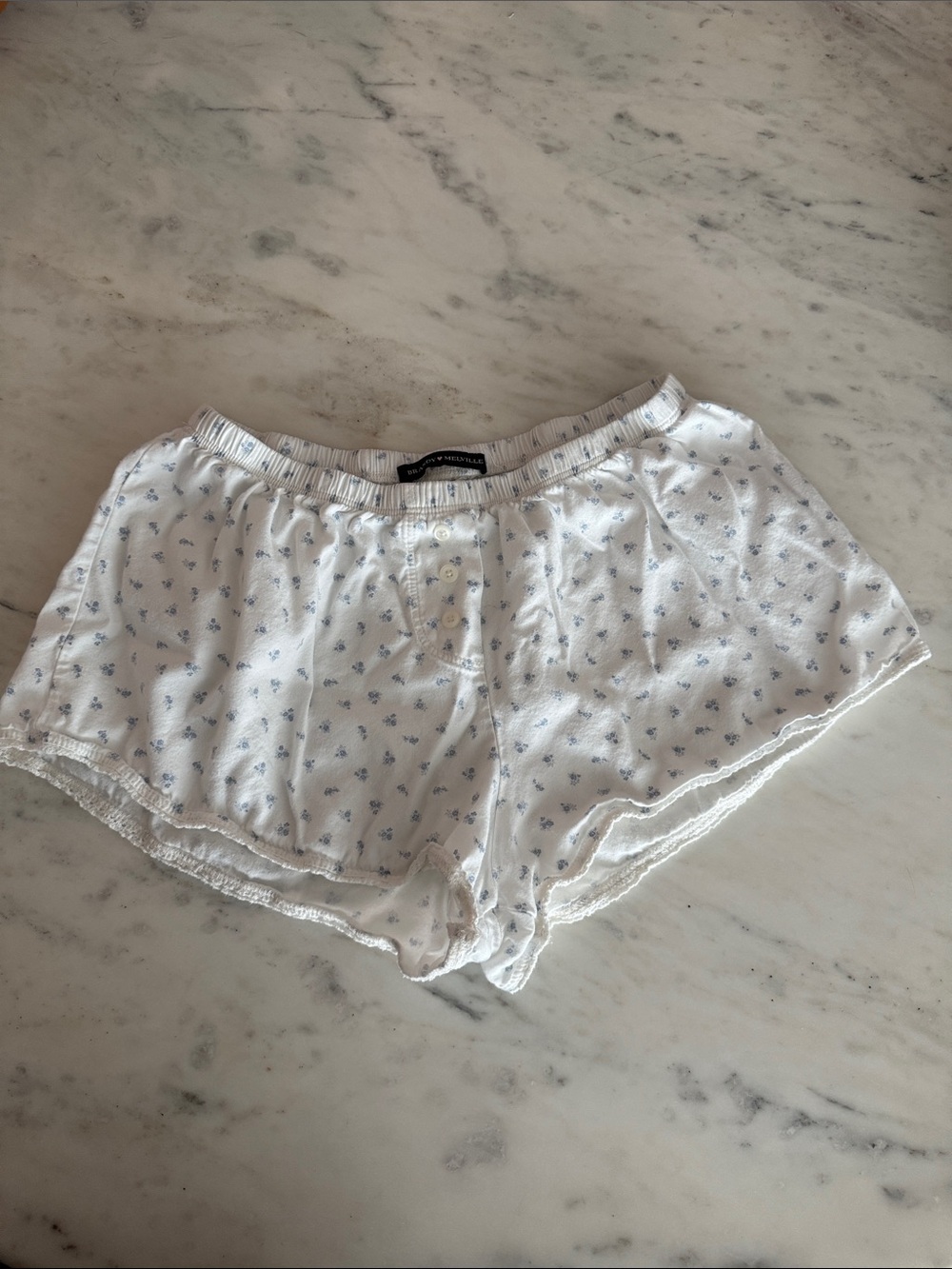 Brandy Melville White Floral Cotton Sleep Shorts